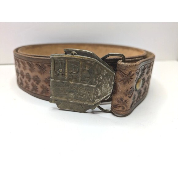 San Francisco CA Trolley Belt O’Farrell Jones Hyde Streets Embossed Leather VTG - Picture 1 of 10